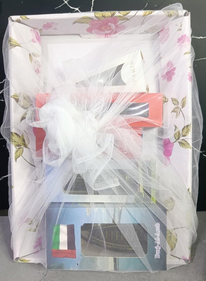 VRB Dec علبة هدايا VRB Dec مكونة من 3 قطع / علب هدايا للتغليف / علب كرتونية مموجة مع شبكة وشريط حلزوني / علبة تغليف هدايا عيد ميلاد / علبة سلة هدايا لأغراض تزيين حفلات الزفاف (التصميم - 4) - Image 3